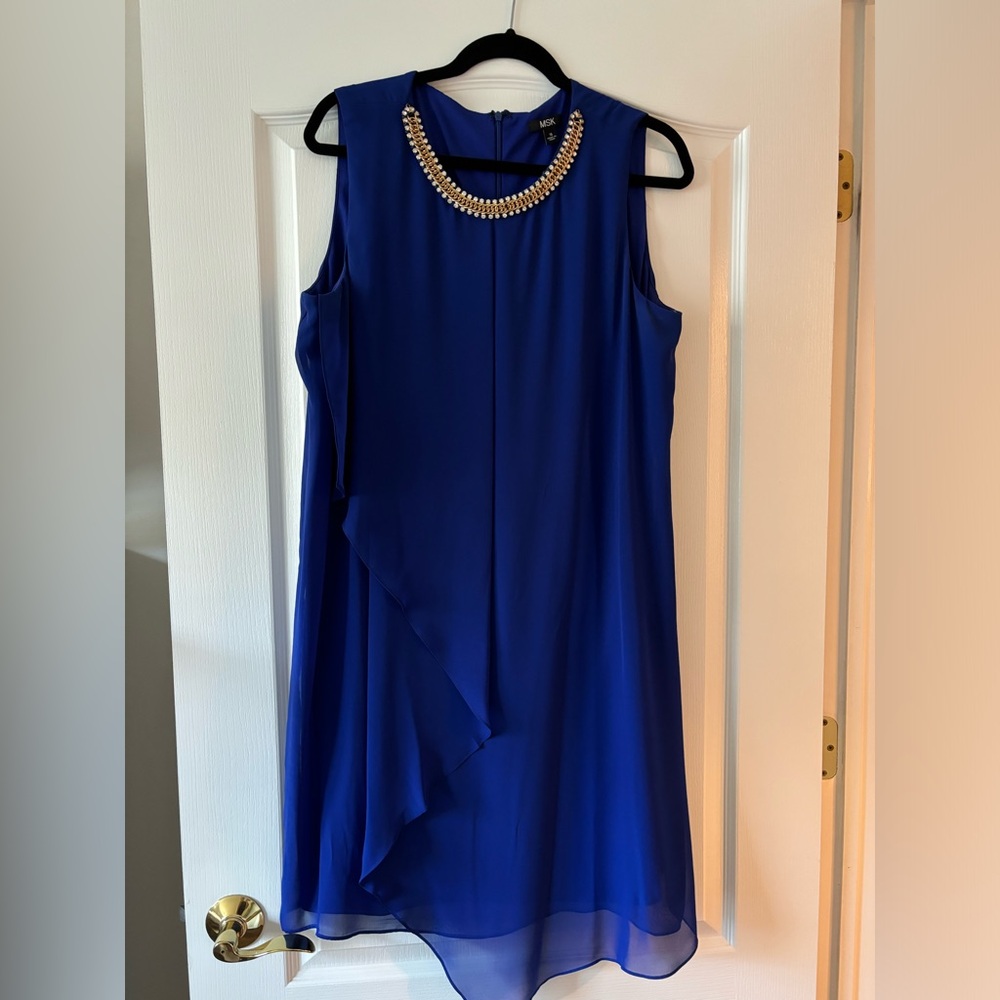 MSK chiffon dress, Royal Blue